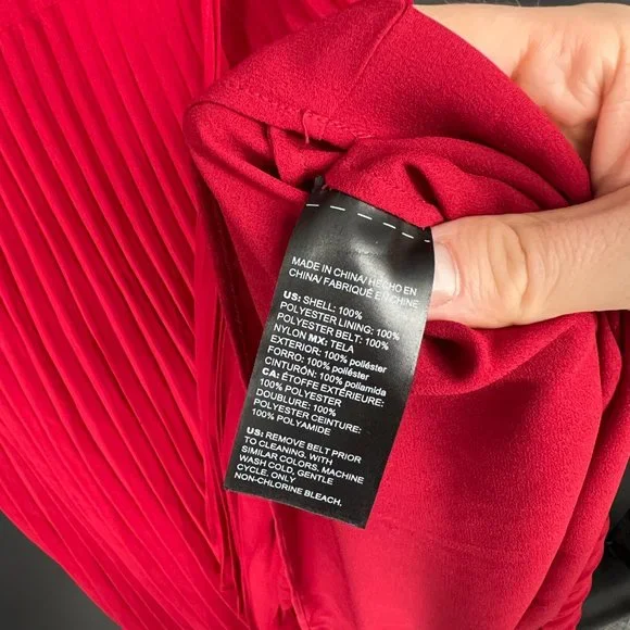 WHBM | Size 14. Red Crepe Pleated dress - Picture 10 of 13